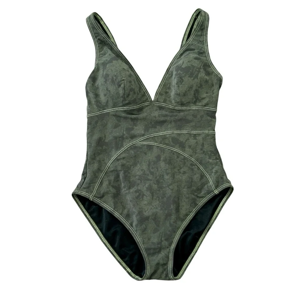 MagicSuit Swimsuit Women's Size 10 Green Faux Suede One Piece‎ Beach Vacation